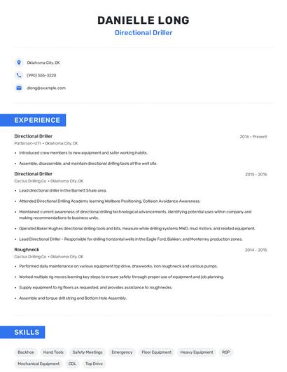 Directional Driller Resume