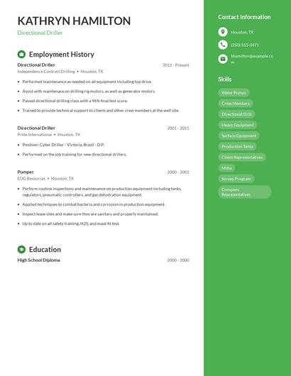 Directional Driller Resume