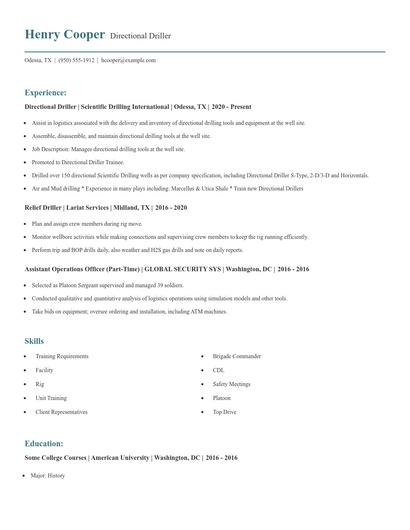 Directional Driller Resume