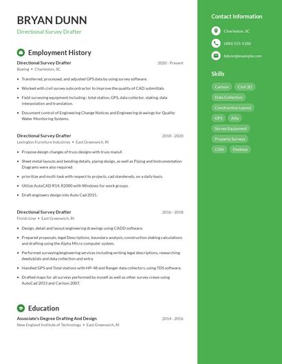 Directional Survey Drafter Resume