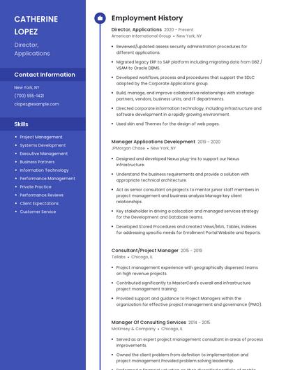Director, Applications Resume