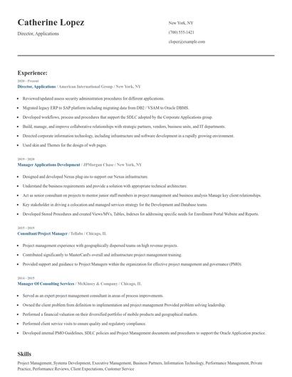Director, Applications Resume