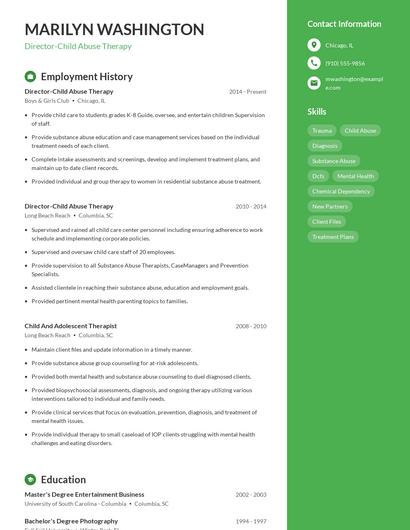 Director-Child Abuse Therapy Resume
