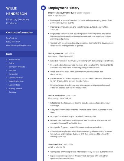 Director/Executive Producer Resume