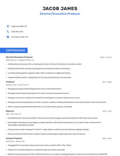 Director/Executive Producer Resume