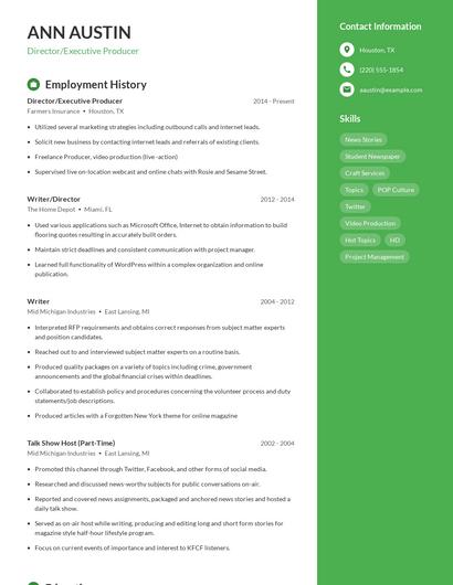 Director/Executive Producer Resume