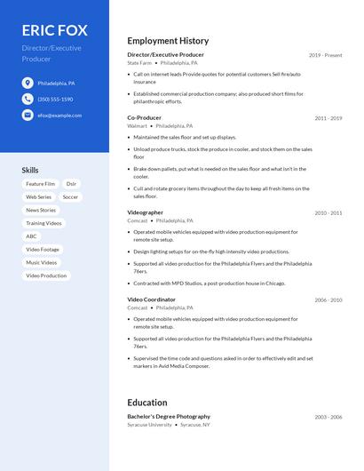Director/Executive Producer Resume