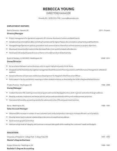 Director/Manager Resume