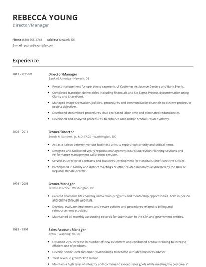 Director/Manager Resume