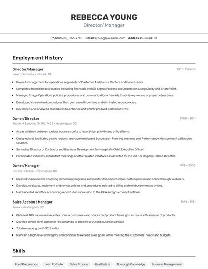 Director/Manager Resume