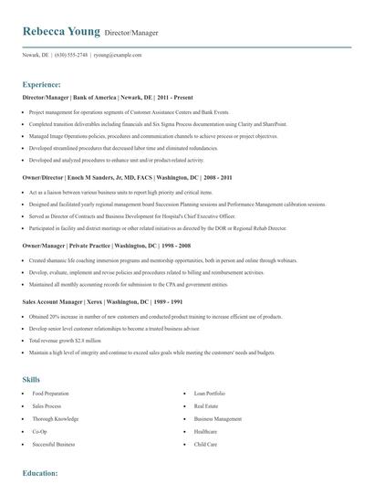 Director/Manager Resume