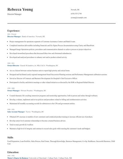 Director/Manager Resume