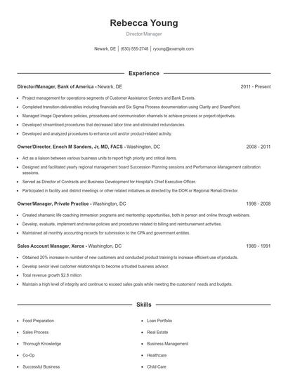 Director/Manager Resume
