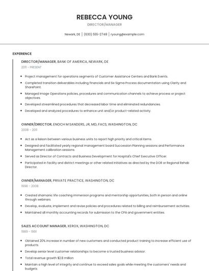 Director/Manager Resume