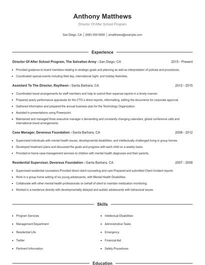 Resume example 1