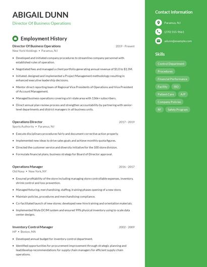 Resume example 5