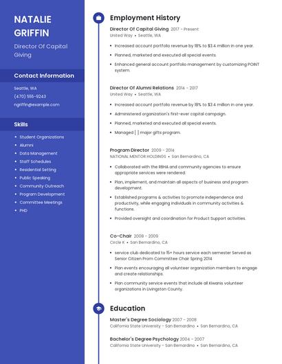 Director Of Capital Giving Resume