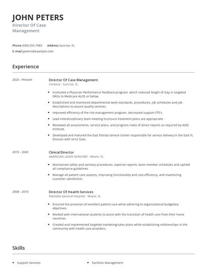 Director Of Case Management Resume
