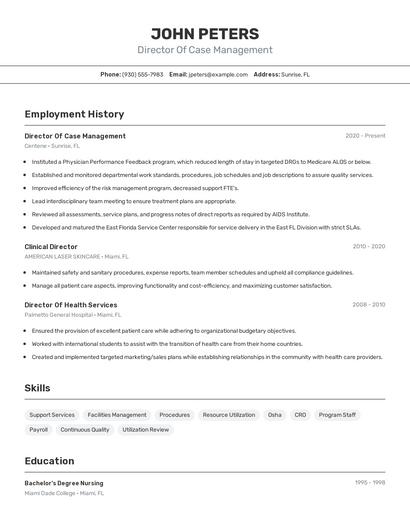 Director Of Case Management Resume