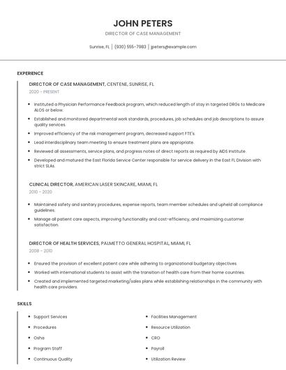 Director Of Case Management Resume