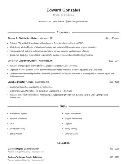 Resume example 1
