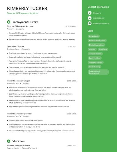 Director Of Employer Services Resume