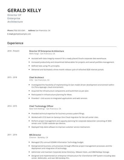 Director Of Enterprise Architecture Resume