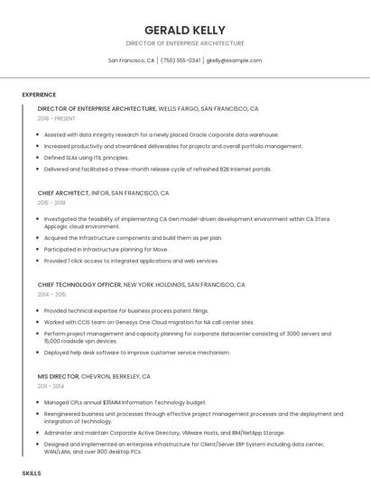 Director Of Enterprise Architecture Resume