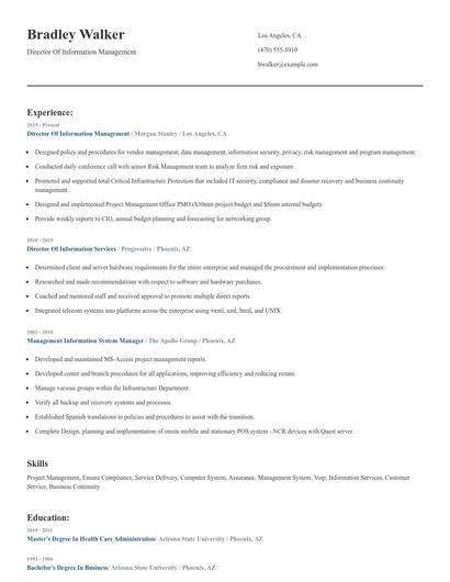 Director Of Information Management Resume