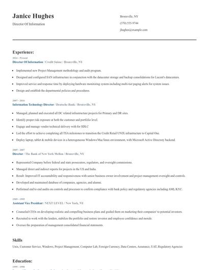 Director Of Information Resume