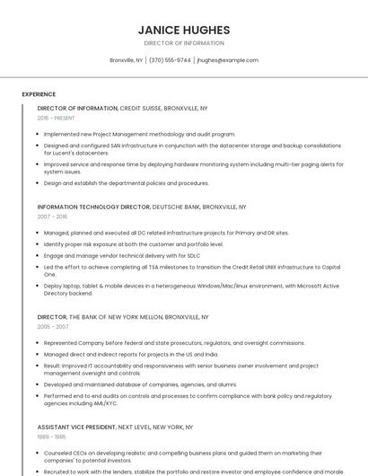 Director Of Information Resume