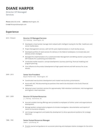 Director Of Managed Services Resume