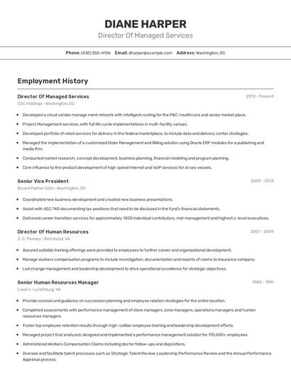 Director Of Managed Services Resume