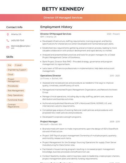 Director Of Managed Services Resume