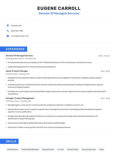 Director Of Managed Services Resume