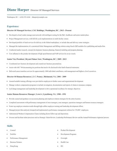 Director Of Managed Services Resume