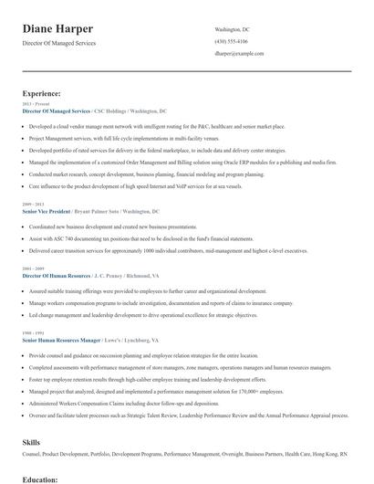 Director Of Managed Services Resume