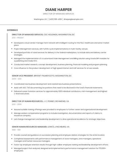 Director Of Managed Services Resume