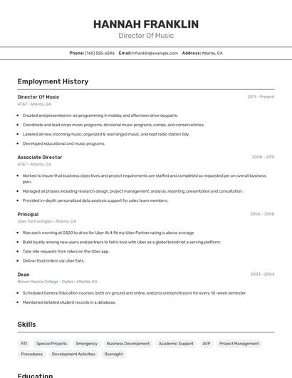 Resume example 2