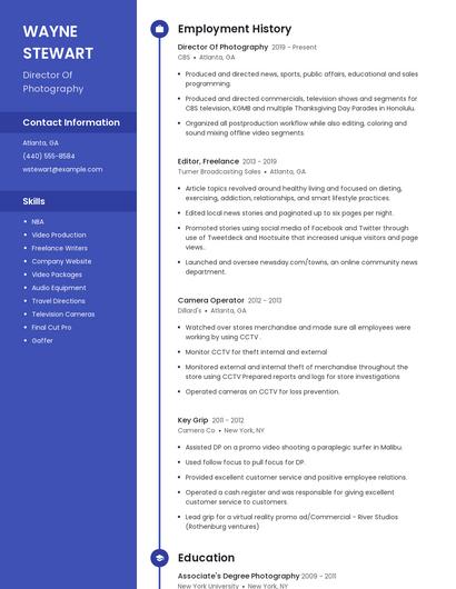 Director Of Photography Resume
