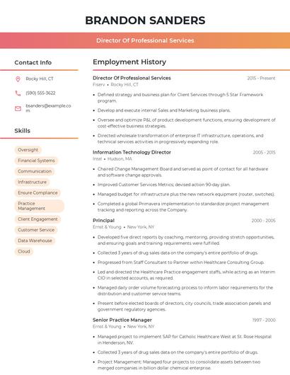 Director Of Professional Services Resume