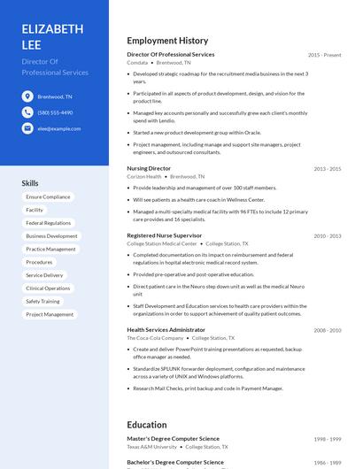 Director Of Professional Services Resume