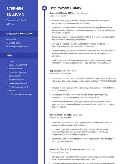 Director Of Public Affairs Resume