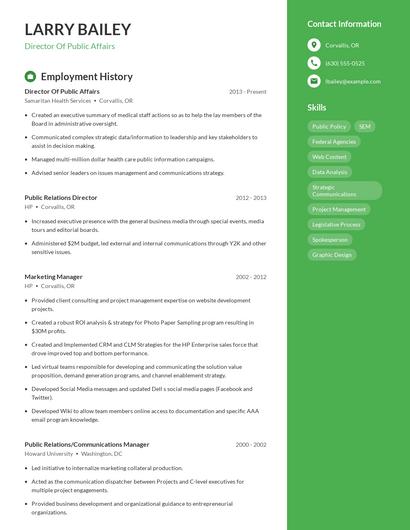 Director Of Public Affairs Resume