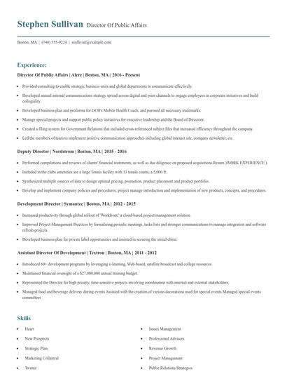 Director Of Public Affairs Resume