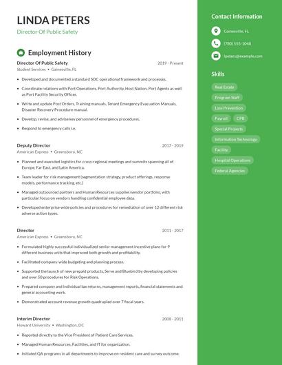 Director Of Public Safety Resume