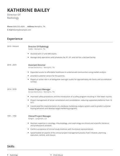 Director Of Radiology Resume