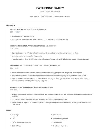 Director Of Radiology Resume