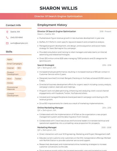 Director Of Search Engine Optimization Resume