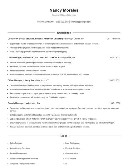 Resume example 1
